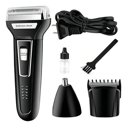 Aparador Barbeador Kemei 3 In1 Km 6558 + Óleo De Barba Cor Preto 127/220V