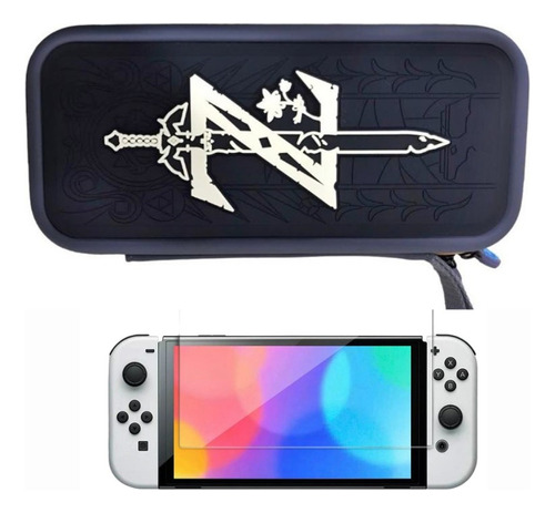 Estuche Diseños Espada Zelda + Vidrio Nintendo Switch Oled