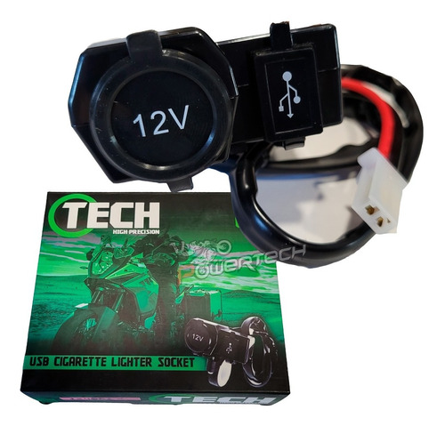 Toma Corriente 12v Tech Moto Universal Usb Encendedor Gps