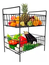 Comprar Organizador Frutas Verduras 2 Canastos Estantes Negro