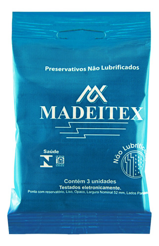 Preservativo Madeitex Não Lubrificado Kit 12 Unidades Rilex