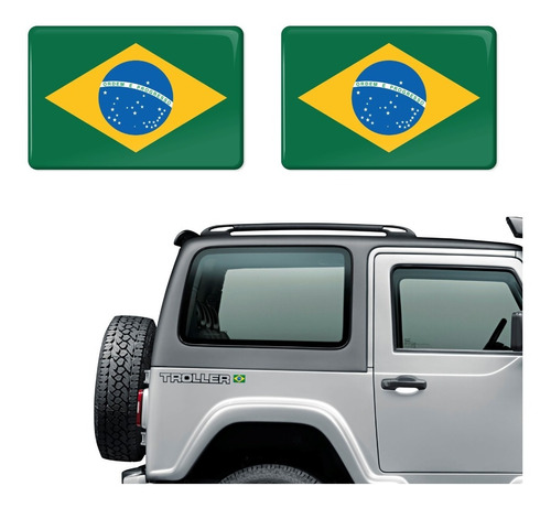 Par Adesivo Resinado Bandeira Brasil Troller 2007 20 Frete Fixo Fgc