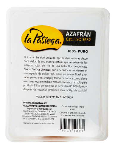 Azafrán Puro La Pasiega De 2 Gramos