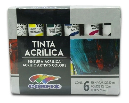 Estojo De Tinta Acrilica 06 Cores Corfix