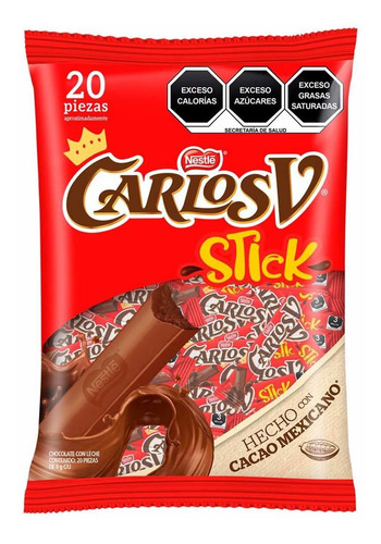 Chocolate Carlos V Stick Bolsa Con 20 Piezass 8g