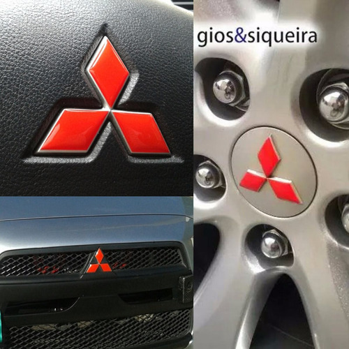 Combo Apliques Vermelhos Lancer E Asx Emblemas Mit