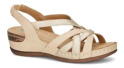 Sandalia Andrea Negro Y Beige Confort 2607542 2607528