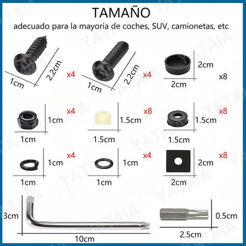 Tornillo Y Pijas Portaplacas Vehiculo Antirrobo Acero Inox
