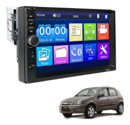 Central Multimídia 1 Din Celta Bluetooth Espelhamento 