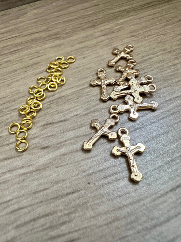 Abalorio Cruz 12x18mm Inri Mini Dorada , 100 Pzas