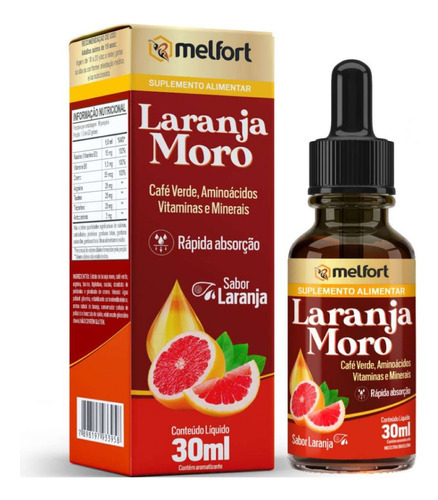 Extrato De Laranja Moro, Café Verde, Cromo Suplemento Gotas Sabor Laranja