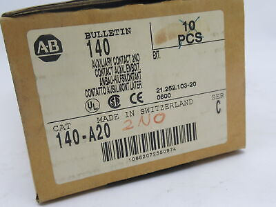 Allen-bradley 140-a20 Auxiliary Contact Series C 2no 10a Oaf