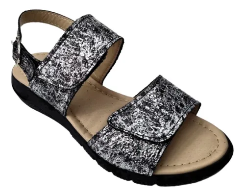 Sandalia Cuero Mujer Confort Walk Plantilla Abrojo