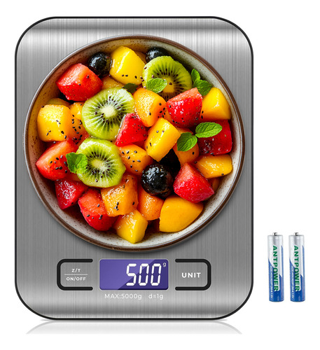 Bascula Digital De Cocina Balanza Para Alimentos - Y Plateado 5 Kg