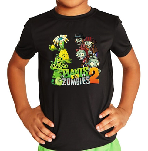 Remera Plantas Vs Zombies De Algodon Premium Para Chicos