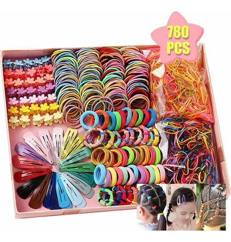 780pcs Mini Ligas Para Cabello Elásticas Dama Accesorios Etc