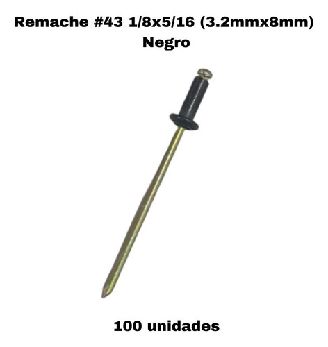 Remache #43 1/8 X 5/16 (3.2mmx8mm) Negro - 100 Unidades