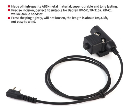 Z-tactical U94 Ptt - Adaptador De Auriculares Para Baofeng R