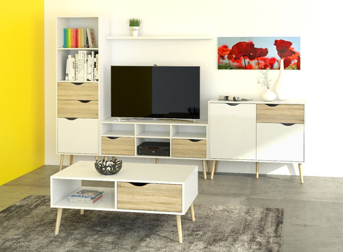 Mesa Para Tv Mod. Oslo Color: Roble Sonoma Y Blanco