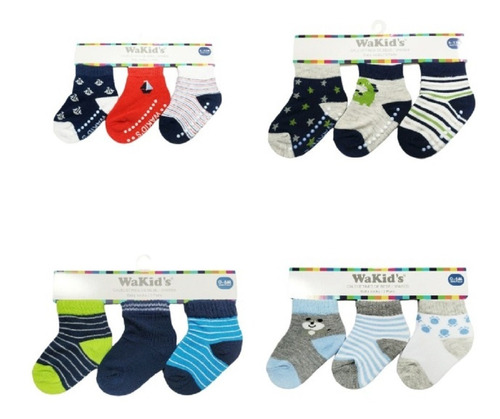 Medias Calcetines Bebe Infantil X 3 Pares Colores Surtidos