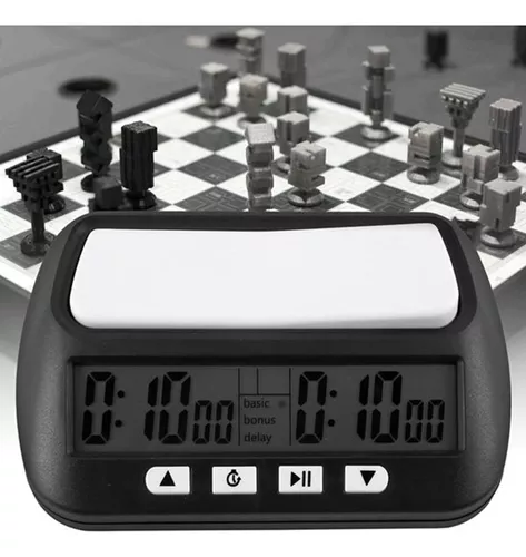 thickvalley Relógio mecânico de xadrez, cronômetro profissional de xadrez  com 2 mostradores grandes, o tempo pode ser definido arbitrariamente,  temporizador de competição portátil para xadrez chinês, xadrez  internacional, jogo de tabuleiro