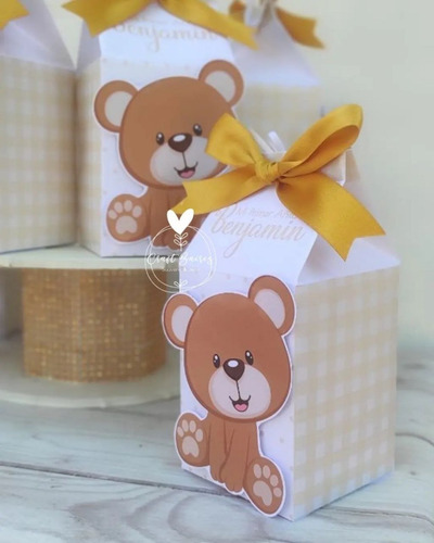 20 Cajas Golosineras Milk Box Osito Beige. Craftbaires