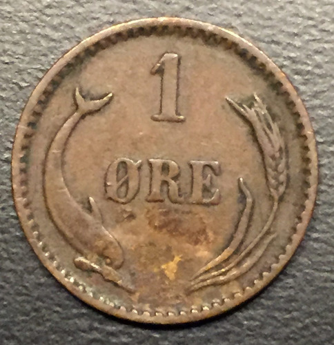 Din004 Moneda Dinamarca 1 Ore 1899 F-vf Ayff