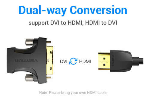 Adaptador Hdmi Vention/ Hdmi Hembra - Dvi (24+1) Macho