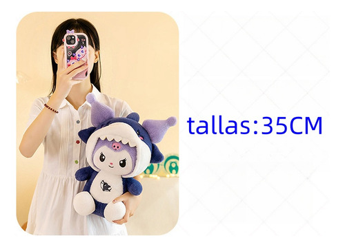 Tiburón Peluche Kitty 35cm Transformable Con Llavero Gratis Rosa