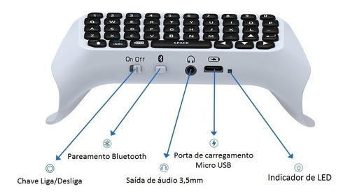 Teclado Sem Fio Para Controle Dualsense Ps5 Bluetooth