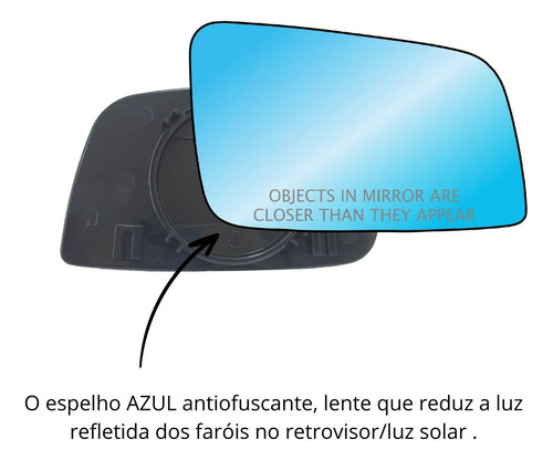 Lente Azul Espelho Retrovisor C/ Base Celta 01 Lado Direito