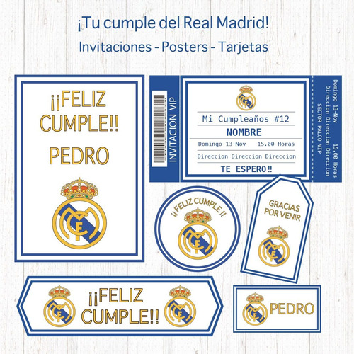 Mini Kit Set Decoración Imprimible Real Madrid *10 Productos