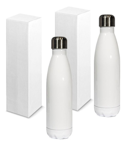 Pack 2 Botellas Termicas Blancas Sublimacion 500ml Con Caja