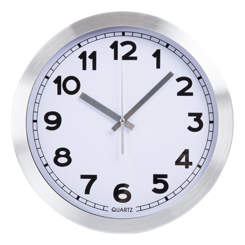 Reloj De Pared De Aluminio Cepillado De 30 Cm Plateado