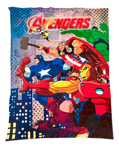 Cobija Frazada Personaje Avengers Matrimonial Suave Azul Avengers