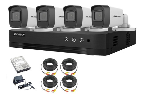 Kit Camaras Hikvision X4+ Dvr Fullhd Lite P2p +disco O Balun