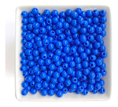 Miçanga Bola 6 Mm Com Furo Passante Bijuteria Cores Cor Azul