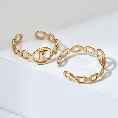 Anillo De Acero Inoxidable Con Letra Inglesa Para Mujer, Dis