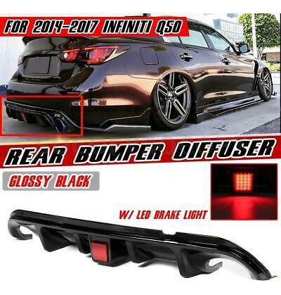 Black Rear Bumper Diffuser Spoiler Lip For 2014-2017 Inf Jjb