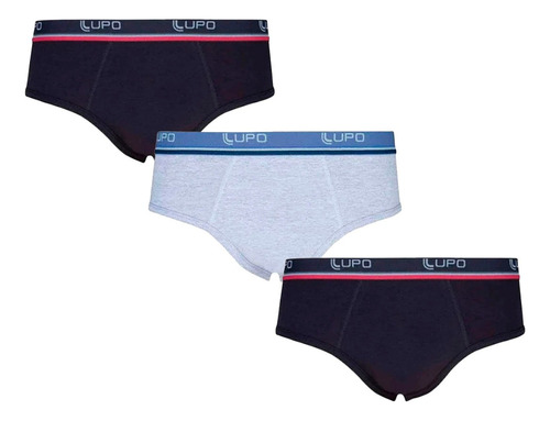 Kit 3 Cueca Slip Lupo Cueca Algodão Elastano Lupo Adulto