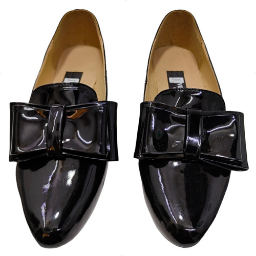 Flat Mocasín Puntal Con Moño Suave Casual Y Escolar