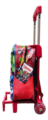 Mochila Infantil Kinder Con Carro Marvel Avengers 3d Ruz Azul Impresión