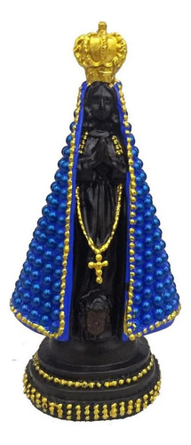 Nossa Senhora Aparecida Com Perolas Azul 17cm