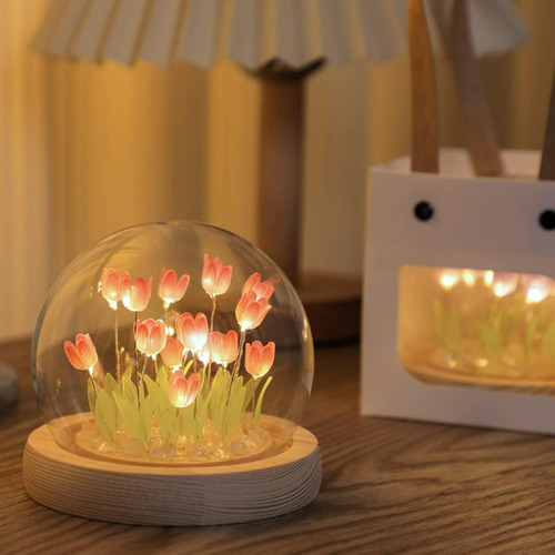 Luz Ambiental Romántica De Tulipán,lámpara Led Hecha A Mano