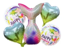 Comprar Globos Metalizado Sirena Unicornio 5 Piezas Helio Aire