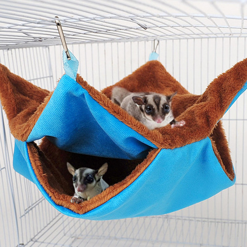 Hamster Hammock Jaula Colgante Casa De Cama Cálida Azul