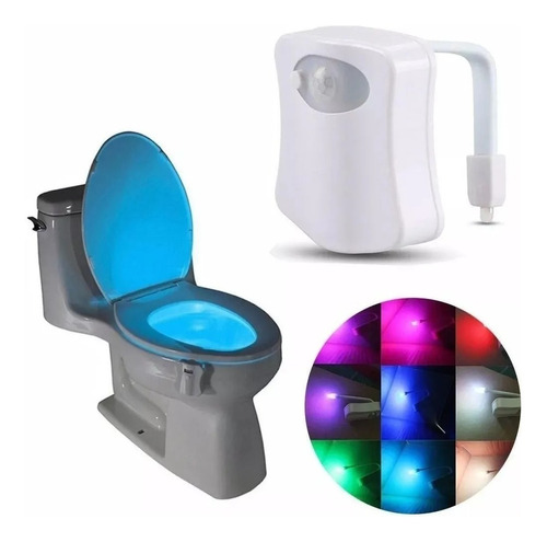 Luz Led Inodoro Para Baño Con Sensor Movimiento En 8 Colores