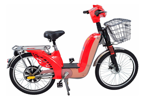 Bicicleta Elétrica Aro 24 Sousa Bike 350w Freio A Disco Cor Vermelho