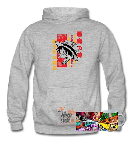 Poleron + Taza, One Piece, Monkey D. Luffy, Rostro Enojado, Anime, Xxxl / Kingstore10