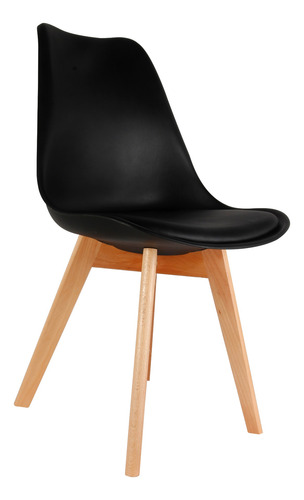 Silla Tulip Eames nordica de comedor, estructura color negro, 1 unidad